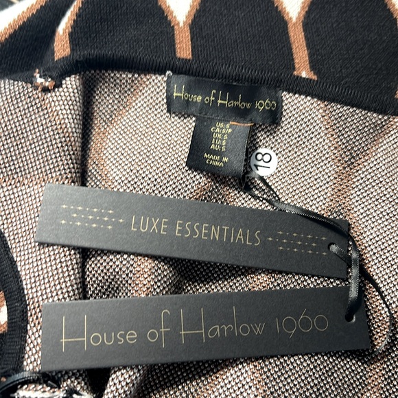 House of Harlow 1960 NWT Size S Black Cream Harlequin Knit Midi Dress (0473) - Picture 7 of 8